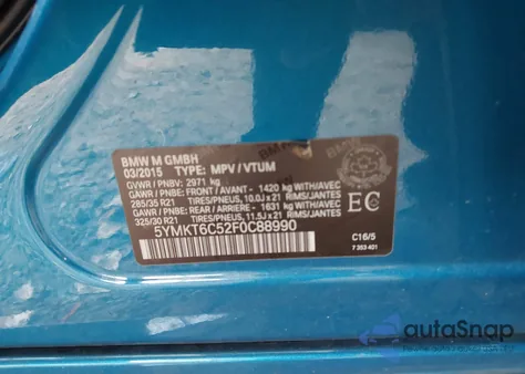 2015 BMW X5 M from USA, damaged, VIN 5YMKT6C52F0C88990